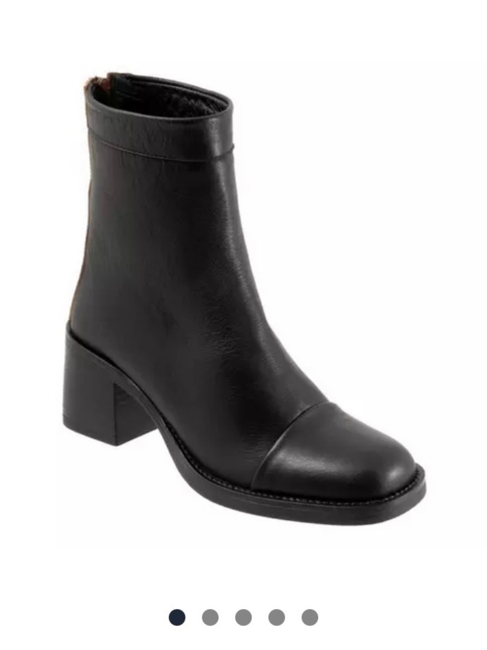 Bueno Black Leather Ankle Boot with Block Heel